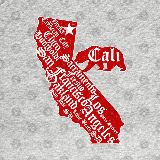 California Bear State Map (vintage distressed look) by robotface